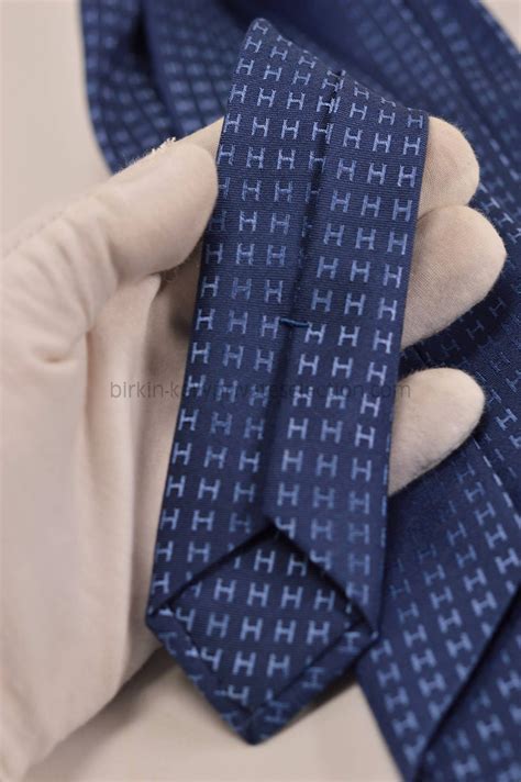 Hermes tie silk FACONNEE H BICOLORE MARINE 